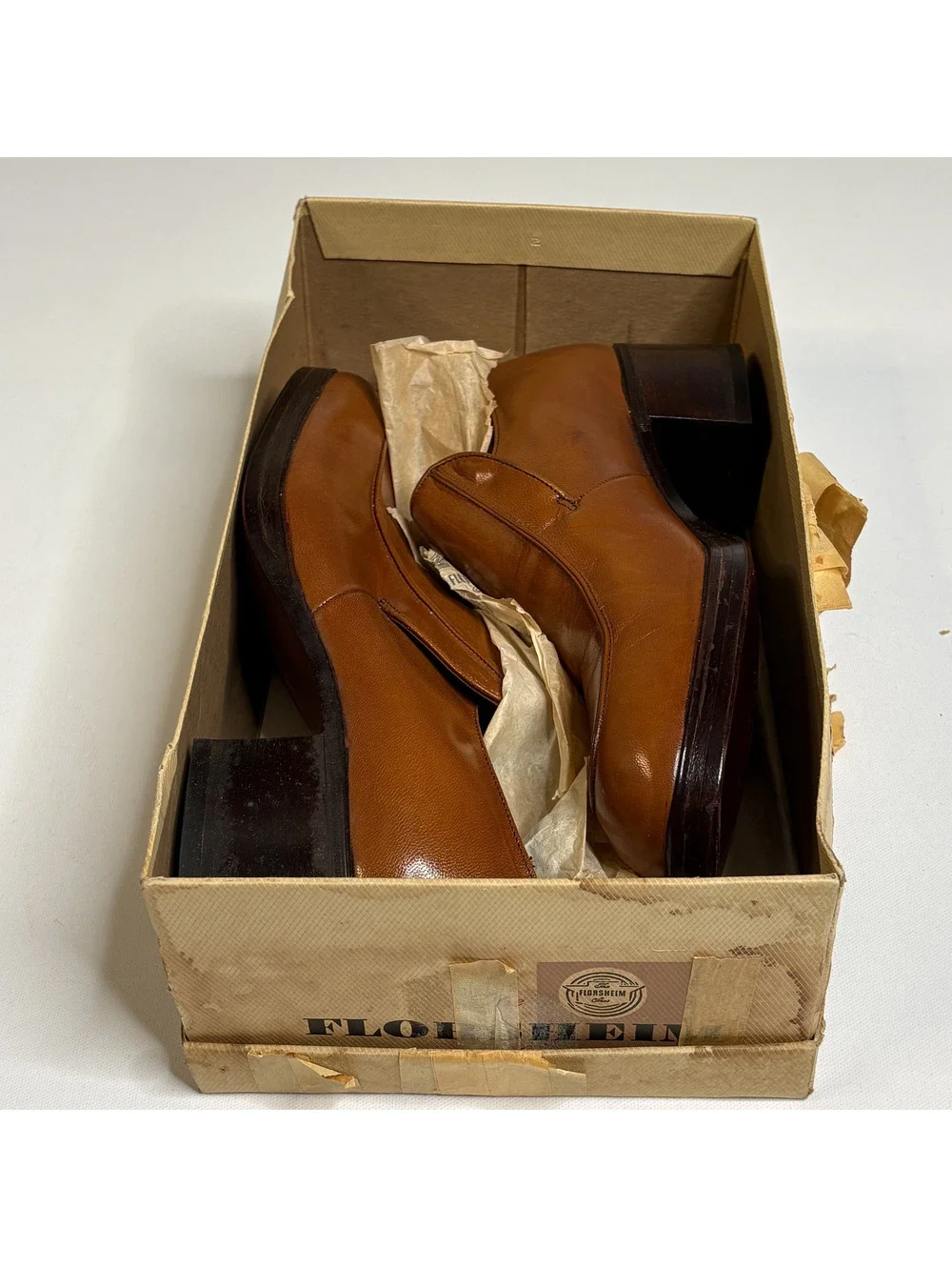 Vintage 1960s Florsheim Brown Apron Toe Slip-On Shoes